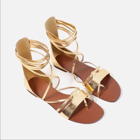 gold lace up gladiator sandals